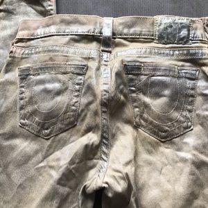 Metallic silver painted jeans